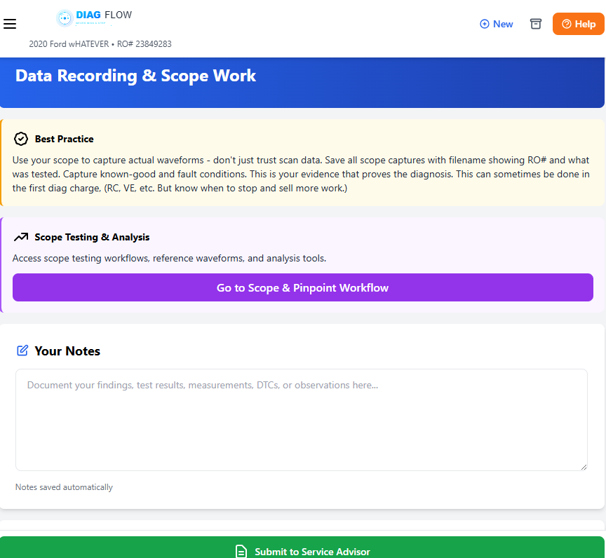 DiagFlow Step 10 - Scope and Pinpoint